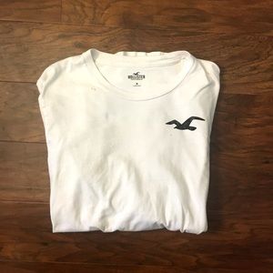 White Hollister Curved Long Sleeve Tee